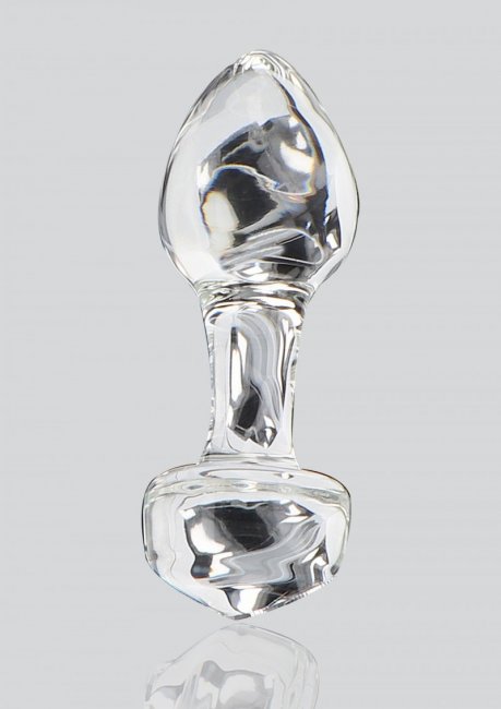 Transparant analplugg tillverkad av högkvalitativ och temperaturkänsligt glas. En klassisk design med en bred bas.