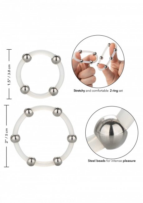 Steel Beaded Silicone Ring Set