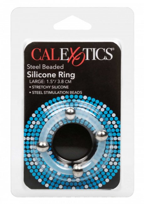 Steel Beaded Silicone Ring L