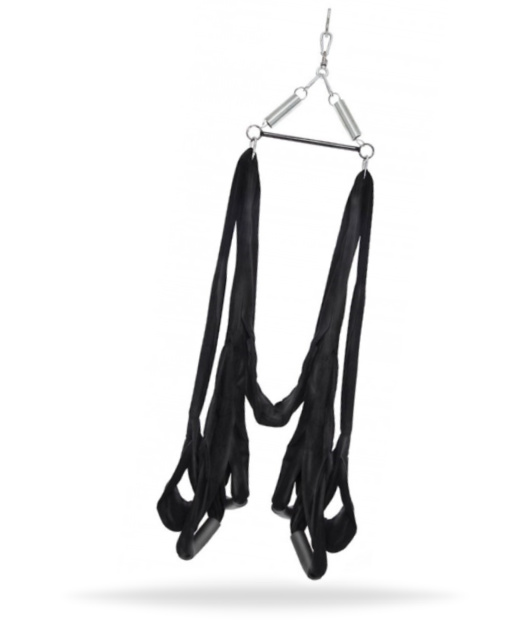 Svart sexgunga för mer erfarna användare. Ökar flexibiliteten hos användarna. Mjukt material. Klarar över 100 kg. Komfort.